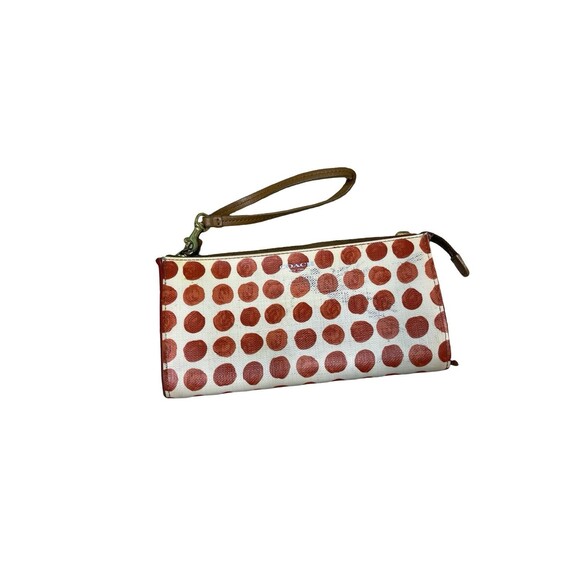 Coach wallet wristlet White with Red Poka Dots Zipper - Picture 1 of 14